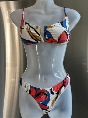 O'Neill White Floral Print V-Notch Bikini